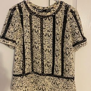 Anthropologie Meadow Rue black cream blouse Small